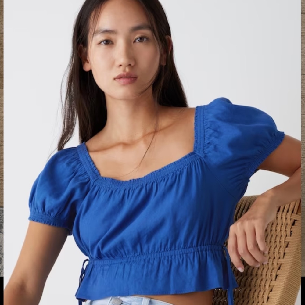 Gather Women’s Crop top short-Sleeves | Casual top | Women’s Boho blouse Size L